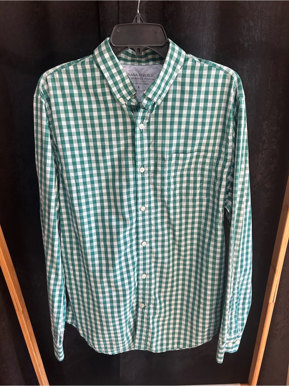 Banana Republic Green and Blue Gingham Button-Down Shirt